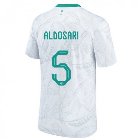 Kandiny Enfant Maillot Arabie Saoudite Mohammed Aldosari #5 Blanc Tenues Domicile 22-24 T-shirt