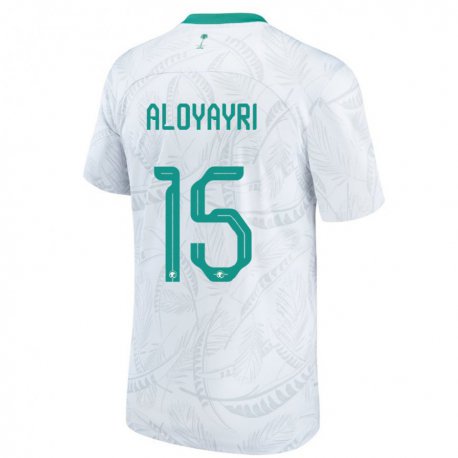 Kandiny Enfant Maillot Arabie Saoudite Abdulmalik Aloyayri #15 Blanc Tenues Domicile 22-24 T-shirt