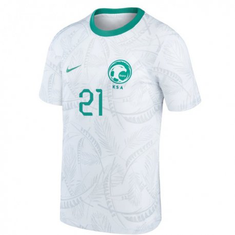 Kandiny Enfant Maillot Arabie Saoudite Meshari Alnemer #21 Blanc Tenues Domicile 22-24 T-shirt