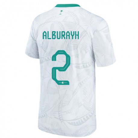Kandiny Enfant Maillot Arabie Saoudite Mahmood Alburayh #2 Blanc Tenues Domicile 22-24 T-shirt