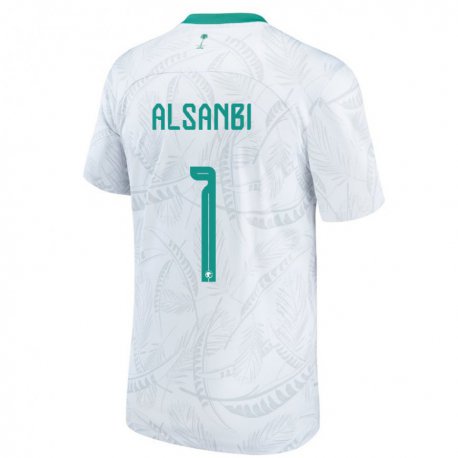 Kandiny Enfant Maillot Arabie Saoudite Abdulrahman Alsanbi #1 Blanc Tenues Domicile 22-24 T-shirt