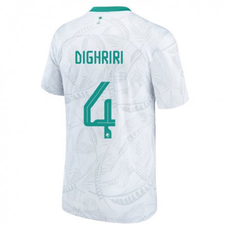 Kandiny Enfant Maillot Arabie Saoudite Khalid Dighriri #4 Blanc Tenues Domicile 22-24 T-shirt