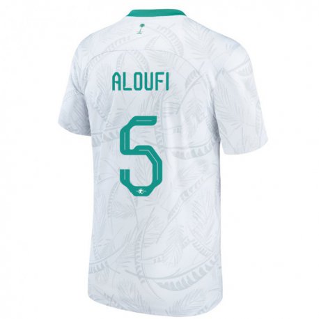 Kandiny Enfant Maillot Arabie Saoudite Mohammed Aloufi #5 Blanc Tenues Domicile 22-24 T-shirt