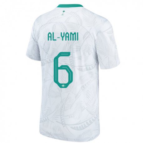 Kandiny Enfant Maillot Arabie Saoudite Mohammed Al Yami #6 Blanc Tenues Domicile 22-24 T-shirt