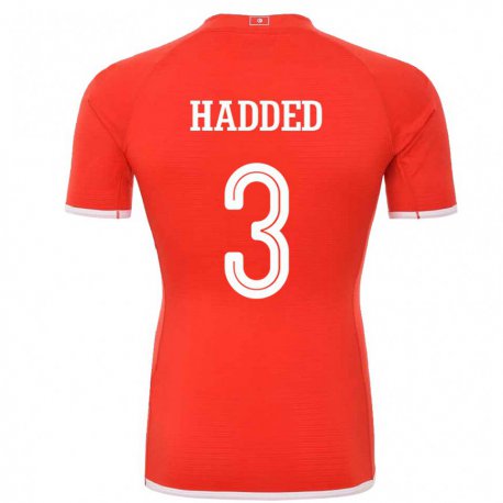 Kandiny Enfant Maillot Tunisie Rayen Hadded #3 Rouge Tenues Domicile 22-24 T-shirt