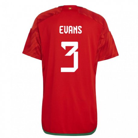 Kandiny Enfant Maillot Pays De Galles Gemma Evans #3 Rouge Tenues Domicile 22-24 T-shirt