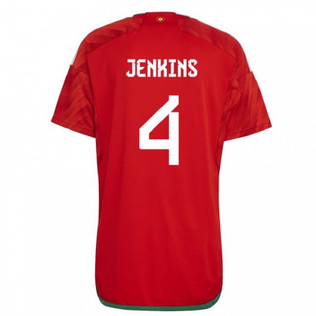 Kandiny Enfant Maillot Pays De Galles Shaunna Jenkins #4 Rouge Tenues Domicile 22-24 T-shirt
