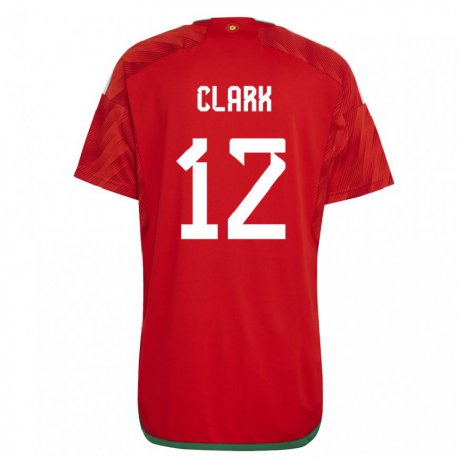 Kandiny Enfant Maillot Pays De Galles Olivia Clark #12 Rouge Tenues Domicile 22-24 T-shirt