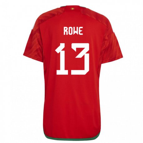 Kandiny Enfant Maillot Pays De Galles Rachel Rowe #13 Rouge Tenues Domicile 22-24 T-shirt