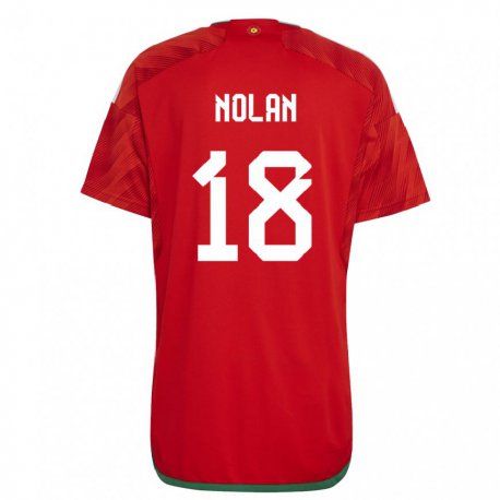 Kandiny Enfant Maillot Pays De Galles Kylie Nolan #18 Rouge Tenues Domicile 22-24 T-shirt