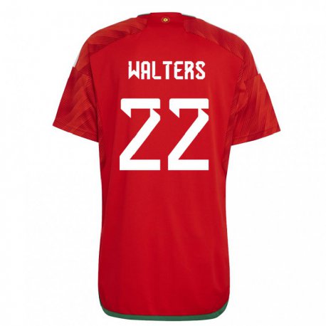 Kandiny Enfant Maillot Pays De Galles Georgia Walters #22 Rouge Tenues Domicile 22-24 T-shirt