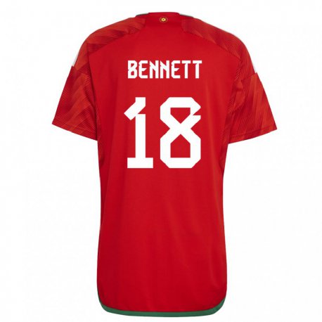 Kandiny Enfant Maillot Pays De Galles Murphy Bennett #18 Rouge Tenues Domicile 22-24 T-shirt