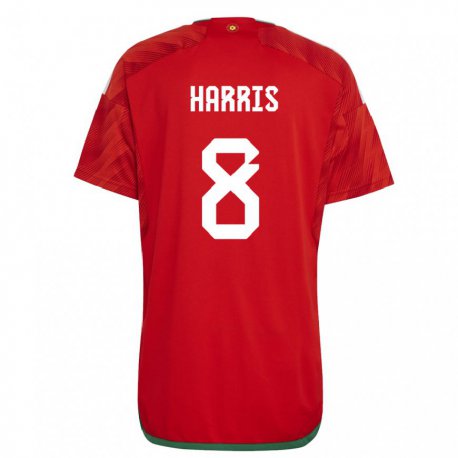 Kandiny Enfant Maillot Pays De Galles Luke Harris #8 Rouge Tenues Domicile 22-24 T-shirt