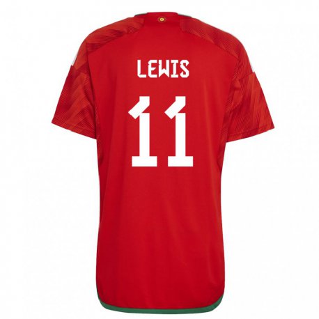 Kandiny Enfant Maillot Pays De Galles Sonny Lewis #11 Rouge Tenues Domicile 22-24 T-shirt