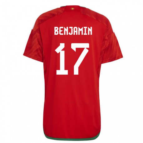 Kandiny Enfant Maillot Pays De Galles Omari Benjamin #17 Rouge Tenues Domicile 22-24 T-shirt