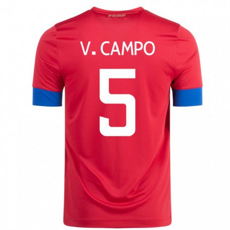 Kandiny Enfant Maillot Costa Rica Valeria Del Campo #5 Rouge Tenues Domicile 22-24 T-shirt