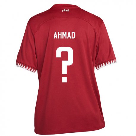 Kandiny Enfant Maillot Qatar Homam Ahmad #0 Bordeaux Tenues Domicile 22-24 T-shirt