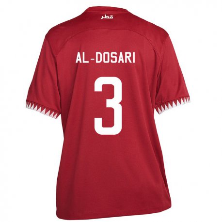 Kandiny Enfant Maillot Qatar Dana Al Dosari #3 Bordeaux Tenues Domicile 22-24 T-shirt
