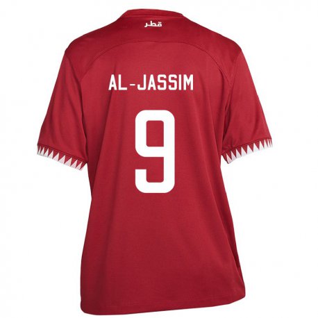 Kandiny Enfant Maillot Qatar Kholoud Al Jassim #9 Bordeaux Tenues Domicile 22-24 T-shirt