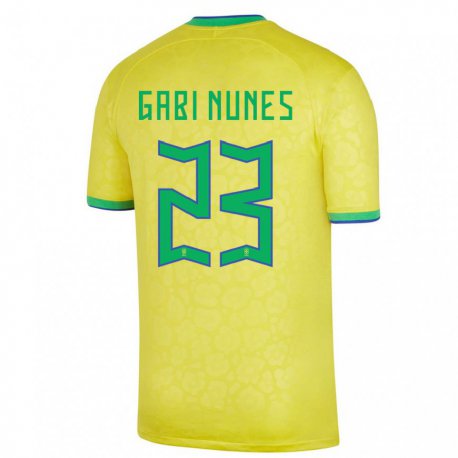 Kandiny Enfant Maillot Brésil Gabi Nunes #23 Jaune Tenues Domicile 22-24 T-shirt
