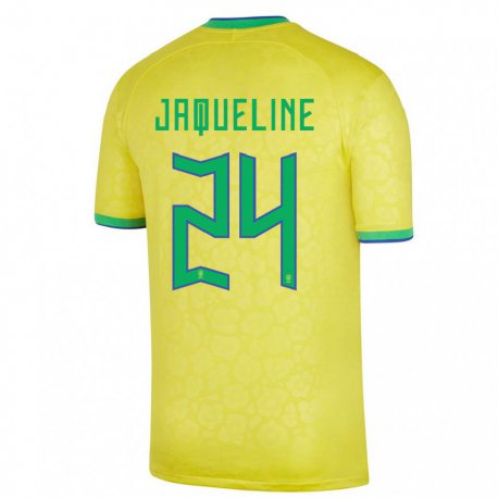 Kandiny Enfant Maillot Brésil Jaqueline #24 Jaune Tenues Domicile 22-24 T-shirt