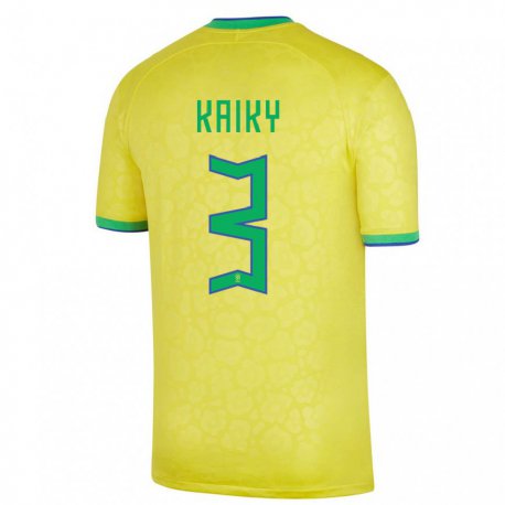Kandiny Enfant Maillot Brésil Kaiky #3 Jaune Tenues Domicile 22-24 T-shirt