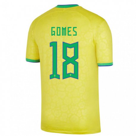 Kandiny Enfant Maillot Brésil Marlon Gomes #18 Jaune Tenues Domicile 22-24 T-shirt