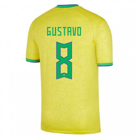 Kandiny Enfant Maillot Brésil Luiz Gustavo #8 Jaune Tenues Domicile 22-24 T-shirt