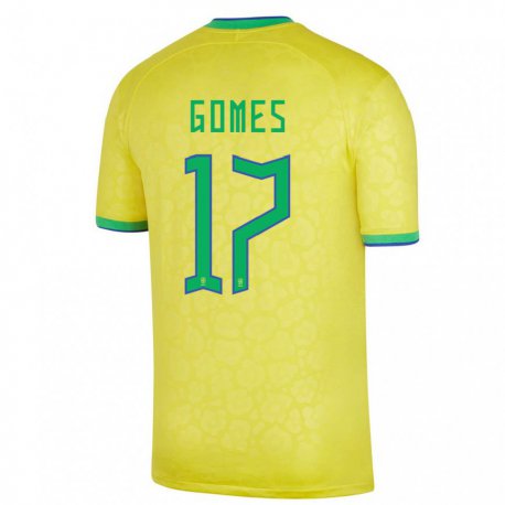Kandiny Enfant Maillot Brésil William Gomes #17 Jaune Tenues Domicile 22-24 T-shirt