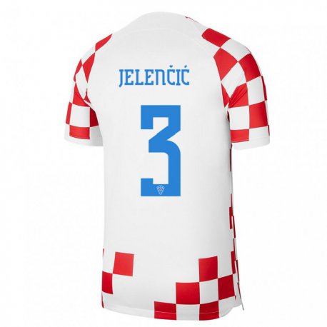 Kandiny Enfant Maillot Croatie Ana Jelencic #3 Rouge Blanc Tenues Domicile 22-24 T-shirt