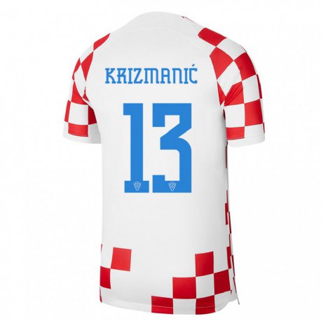 Kandiny Enfant Maillot Croatie Kresimir Krizmanic #13 Rouge Blanc Tenues Domicile 22-24 T-shirt