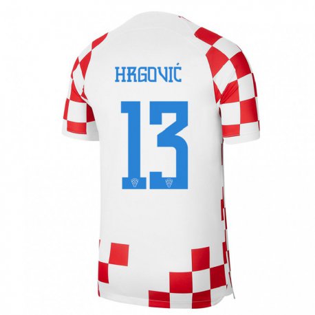 Kandiny Enfant Maillot Croatie Simun Hrgovic #13 Rouge Blanc Tenues Domicile 22-24 T-shirt