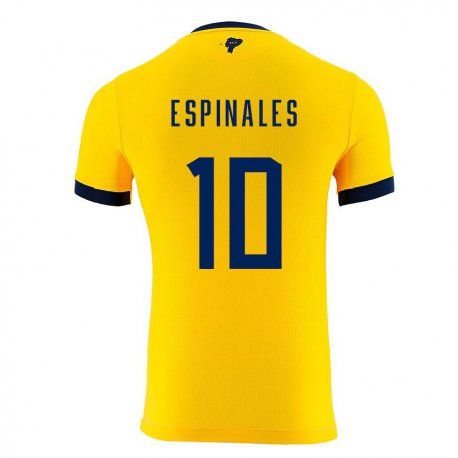 Kandiny Enfant Maillot Équateur Joselyn Espinales #10 Jaune Tenues Domicile 22-24 T-shirt