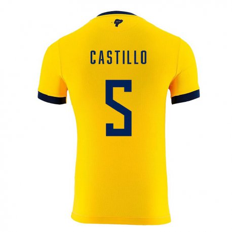 Kandiny Enfant Maillot Équateur Denil Castillo #5 Jaune Tenues Domicile 22-24 T-shirt