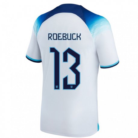 Kandiny Enfant Maillot Angleterre Ellie Roebuck #13 Blanc Bleu  Tenues Domicile 22-24 T-shirt