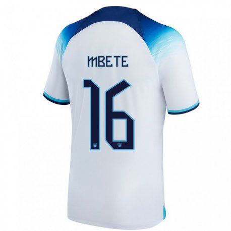Kandiny Enfant Maillot Angleterre Luke Mbete #16 Blanc Bleu  Tenues Domicile 22-24 T-shirt