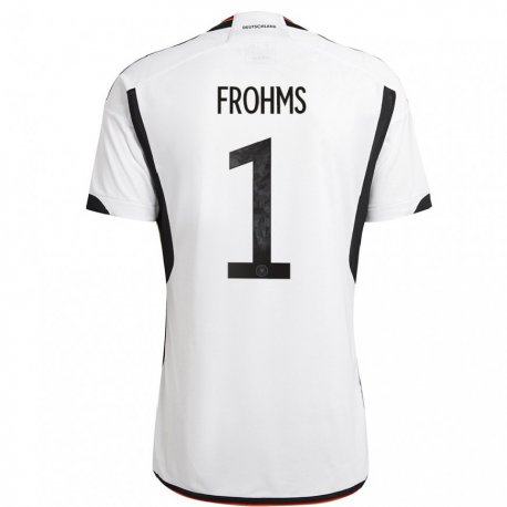 Kandiny Enfant Maillot Allemagne Merle Frohms #1 Blanc Noir Tenues Domicile 22-24 T-shirt