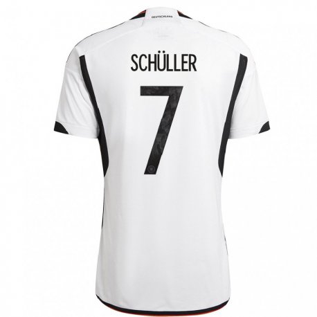 Kandiny Enfant Maillot Allemagne Lea Schuller #7 Blanc Noir Tenues Domicile 22-24 T-shirt