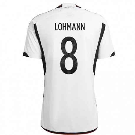Kandiny Enfant Maillot Allemagne Sydney Lohmann #8 Blanc Noir Tenues Domicile 22-24 T-shirt