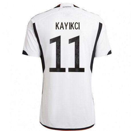 Kandiny Enfant Maillot Allemagne Hasret Kayikci #11 Blanc Noir Tenues Domicile 22-24 T-shirt