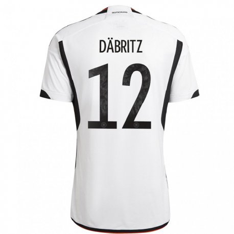 Kandiny Enfant Maillot Allemagne Sara Dabritz #12 Blanc Noir Tenues Domicile 22-24 T-shirt
