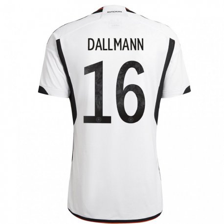 Kandiny Enfant Maillot Allemagne Linda Dallmann #16 Blanc Noir Tenues Domicile 22-24 T-shirt