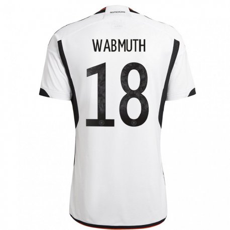 Kandiny Enfant Maillot Allemagne Tabea Wabmuth #18 Blanc Noir Tenues Domicile 22-24 T-shirt