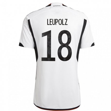 Kandiny Enfant Maillot Allemagne Melanie Leupolz #18 Blanc Noir Tenues Domicile 22-24 T-shirt