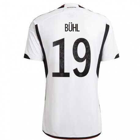 Kandiny Enfant Maillot Allemagne Klara Buhl #19 Blanc Noir Tenues Domicile 22-24 T-shirt