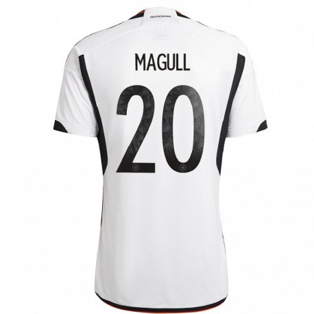 Kandiny Enfant Maillot Allemagne Lina Magull #20 Blanc Noir Tenues Domicile 22-24 T-shirt