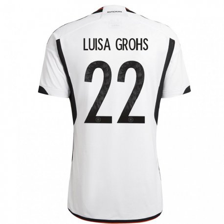 Kandiny Enfant Maillot Allemagne Maria Luisa Grohs #22 Blanc Noir Tenues Domicile 22-24 T-shirt