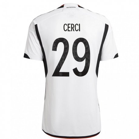 Kandiny Enfant Maillot Allemagne Selina Cerci #29 Blanc Noir Tenues Domicile 22-24 T-shirt