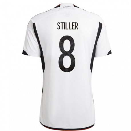Kandiny Enfant Maillot Allemagne Angelo Stiller #8 Blanc Noir Tenues Domicile 22-24 T-shirt