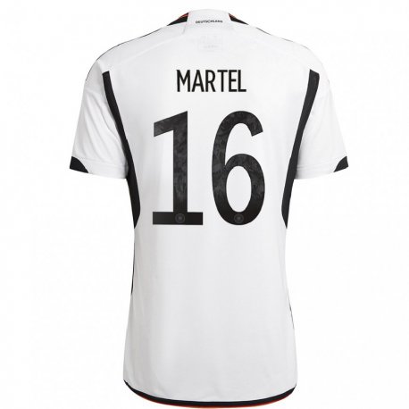 Kandiny Enfant Maillot Allemagne Eric Martel #16 Blanc Noir Tenues Domicile 22-24 T-shirt